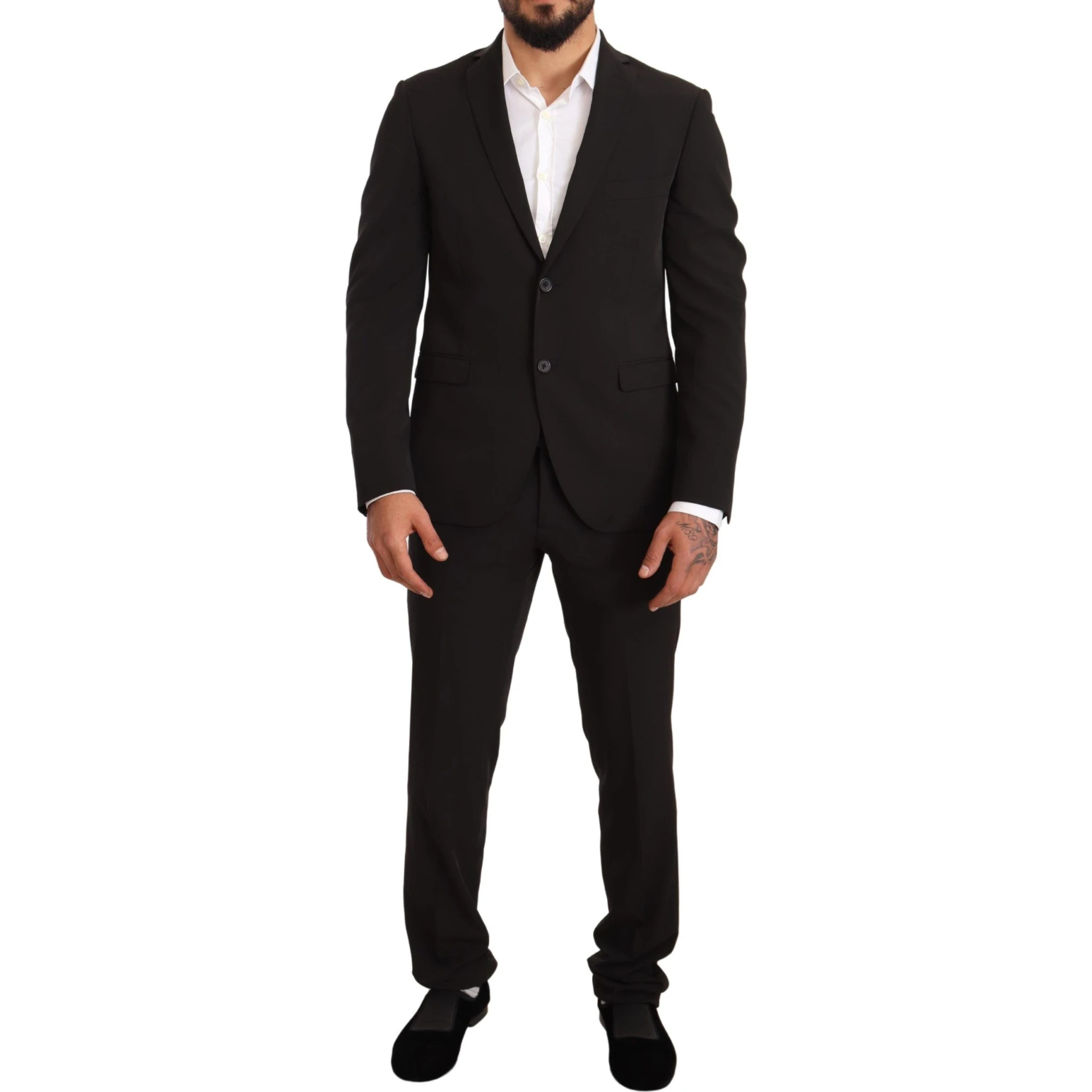 Black Polyester Slim 2 Piece Set TAGLIENTE Suit