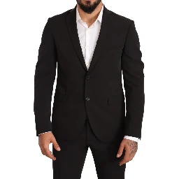 Black Polyester Slim 2 Piece Set TAGLIENTE Suit