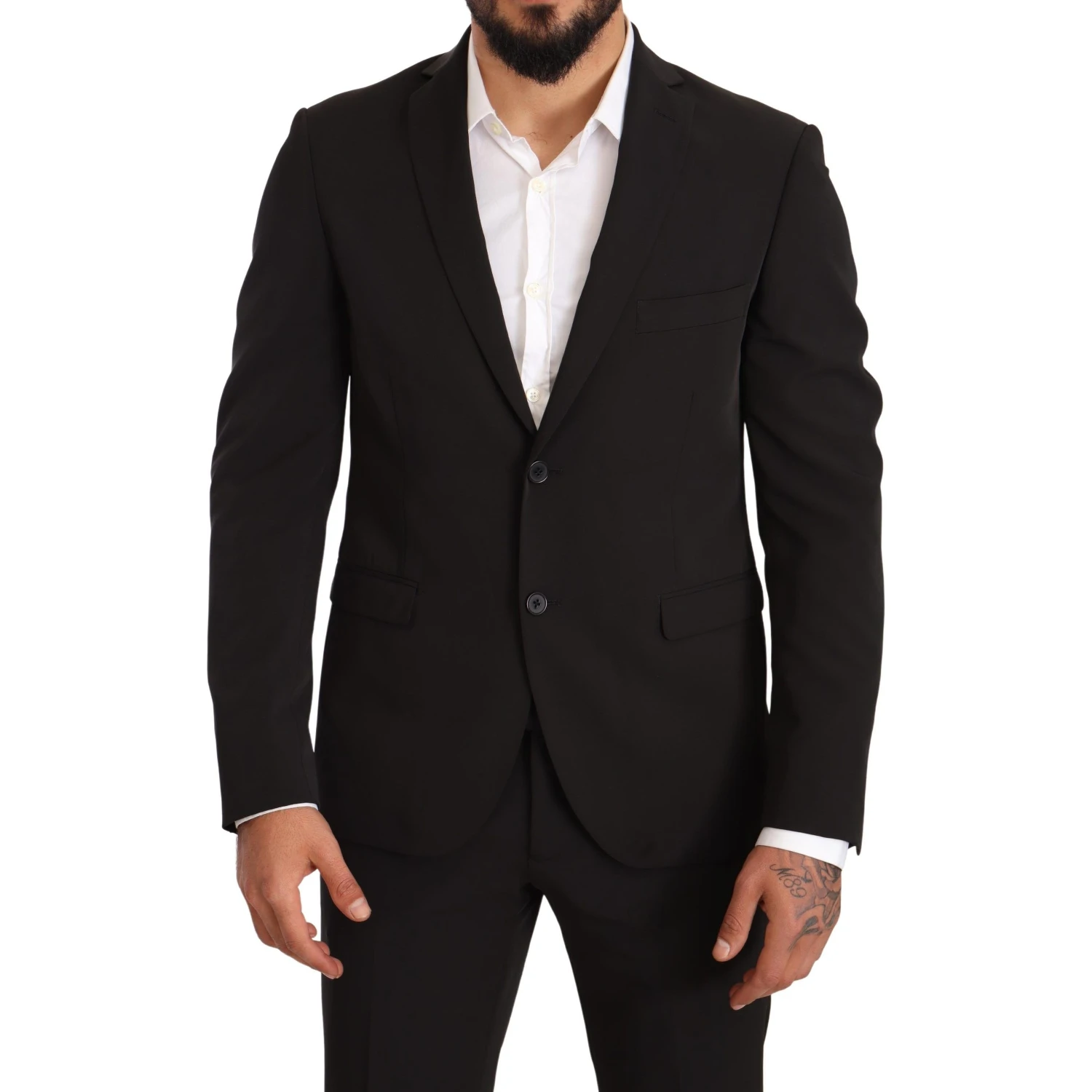 Black Polyester Slim 2 Piece Set TAGLIENTE Suit