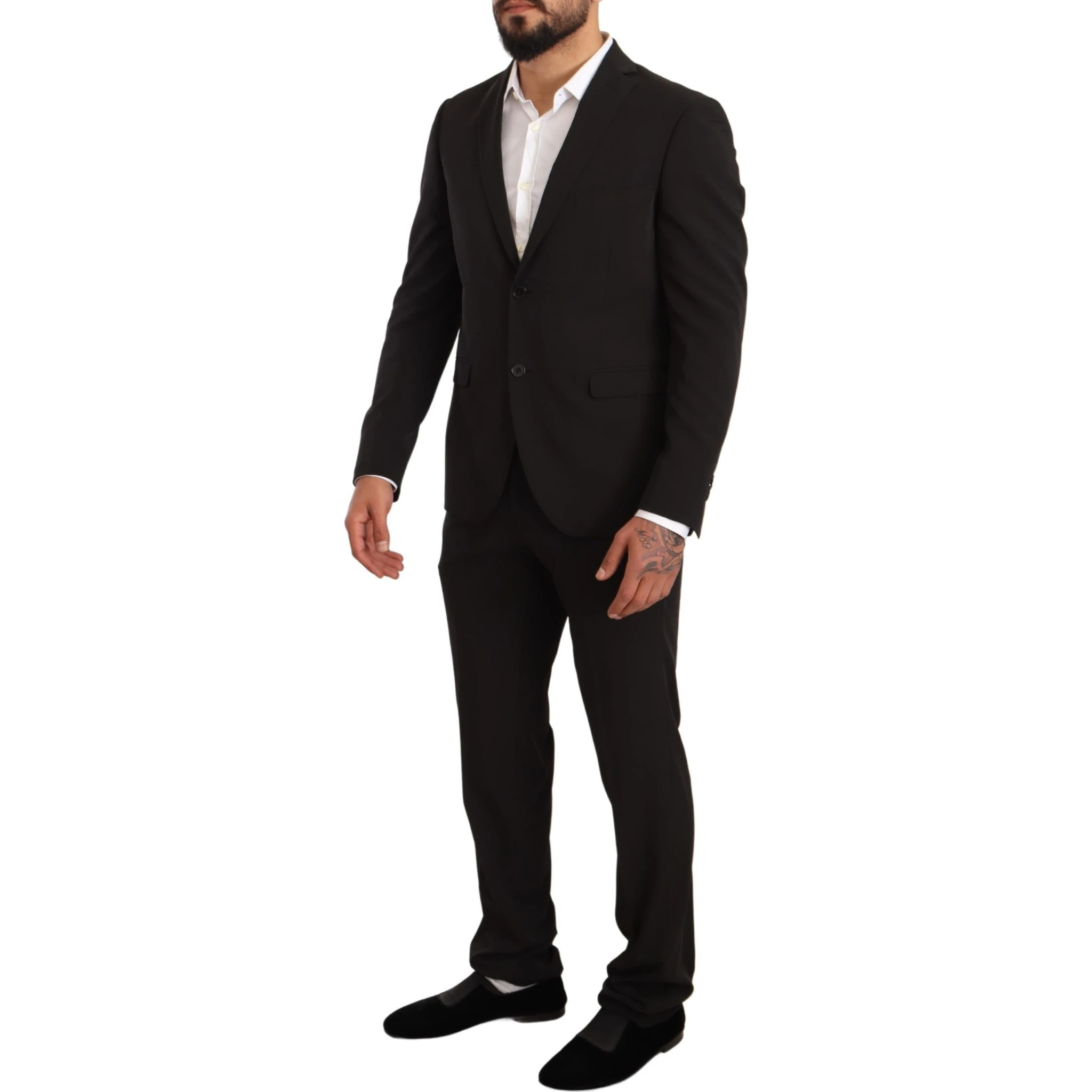 Black Polyester Slim 2 Piece Set TAGLIENTE Suit