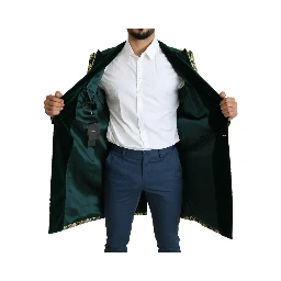 DOLCE & GABBANA Jacket SICILIA Green Gold Jacquard Long Coat