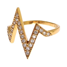 Gold 925 Silver Womens Clear CZ 18K Ring