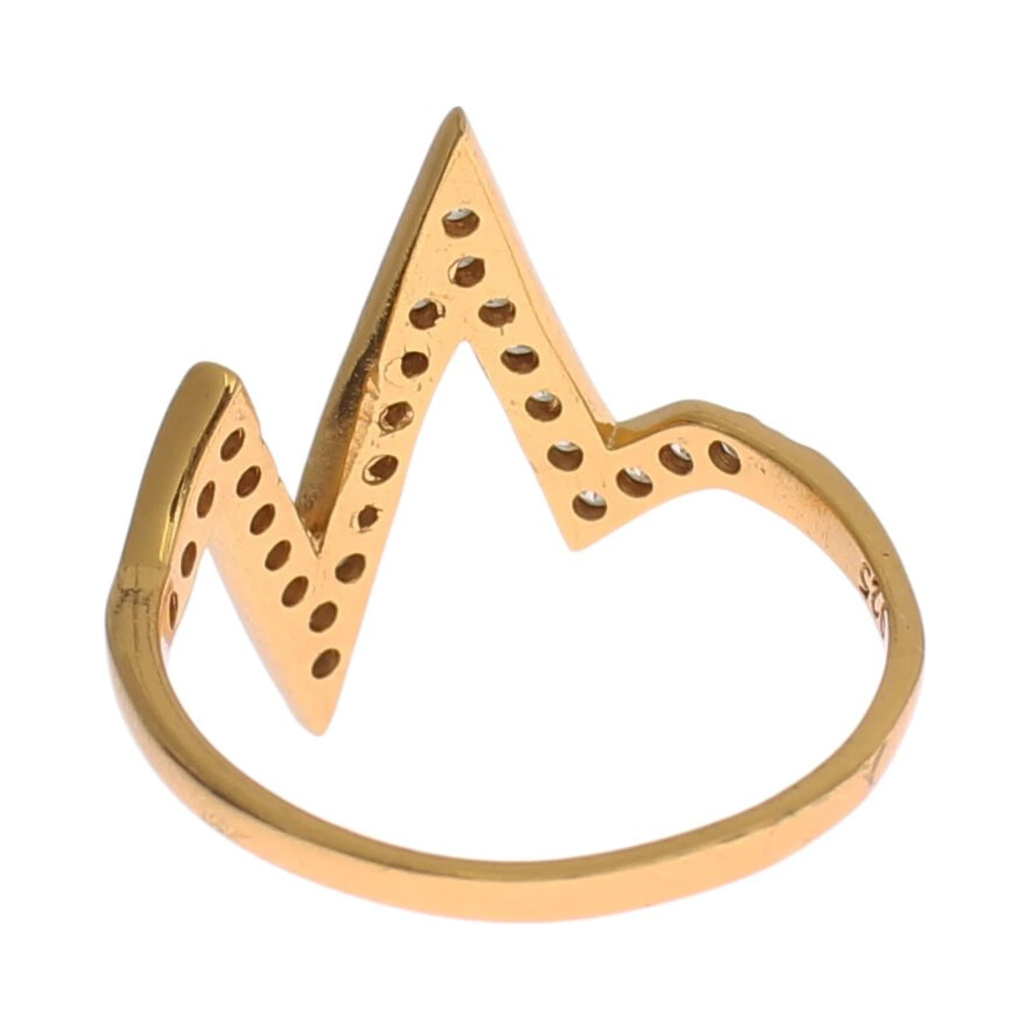 Gold 925 Silver Womens Clear CZ 18K Ring