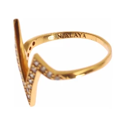 Gold 925 Silver Womens Clear CZ 18K Ring