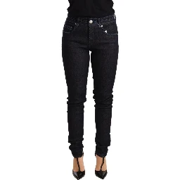 Blue Cotton Low Waist Slim Fit Denim Women Trouser Jeans