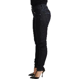 Blue Cotton Low Waist Slim Fit Denim Women Trouser Jeans