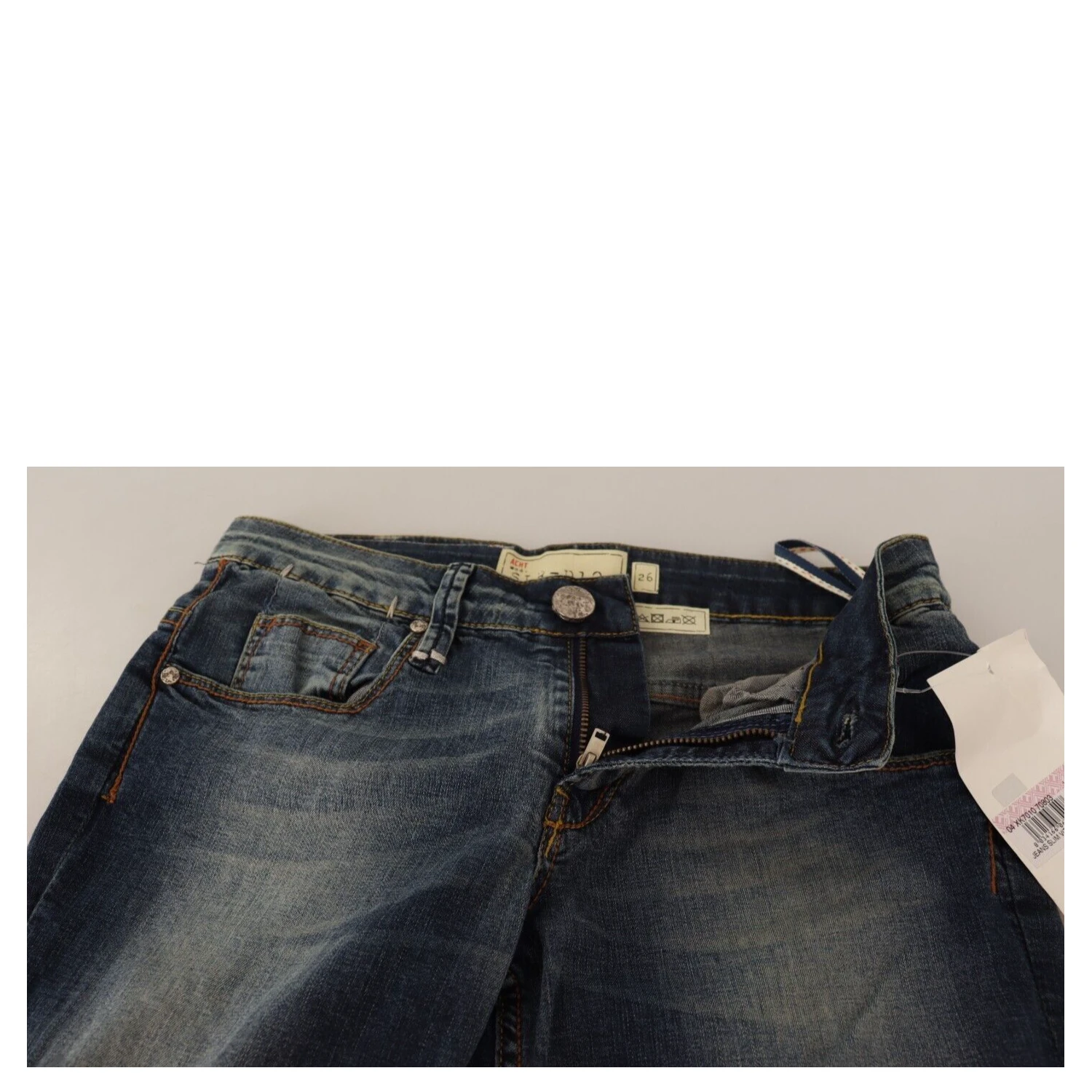Blue Washed Cotton Low Waist Skinny Denim Women Trouser Jeans