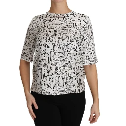 White Musical Instruments Print Blouse