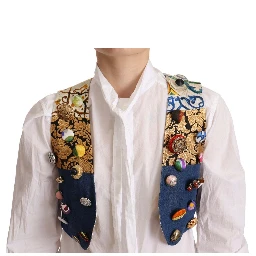 Multicolor Embellished Waist Coat Cotton Top