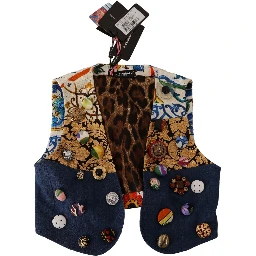 Multicolor Embellished Waist Coat Cotton Top