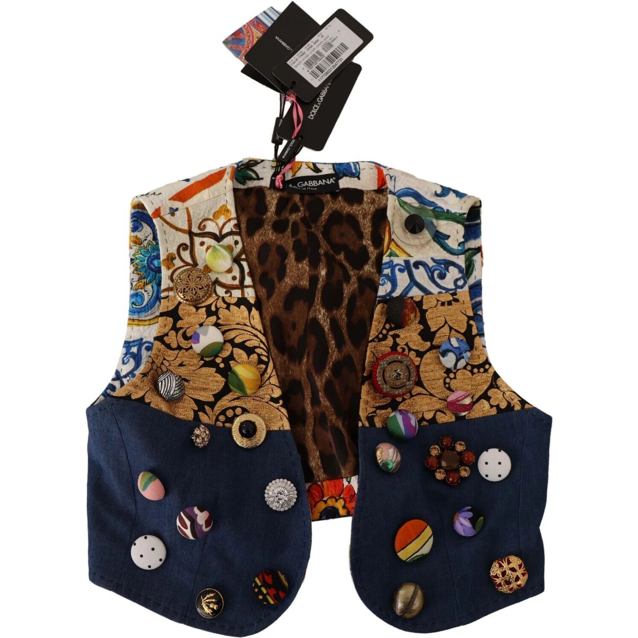 Multicolor Embellished Waist Coat Cotton Top