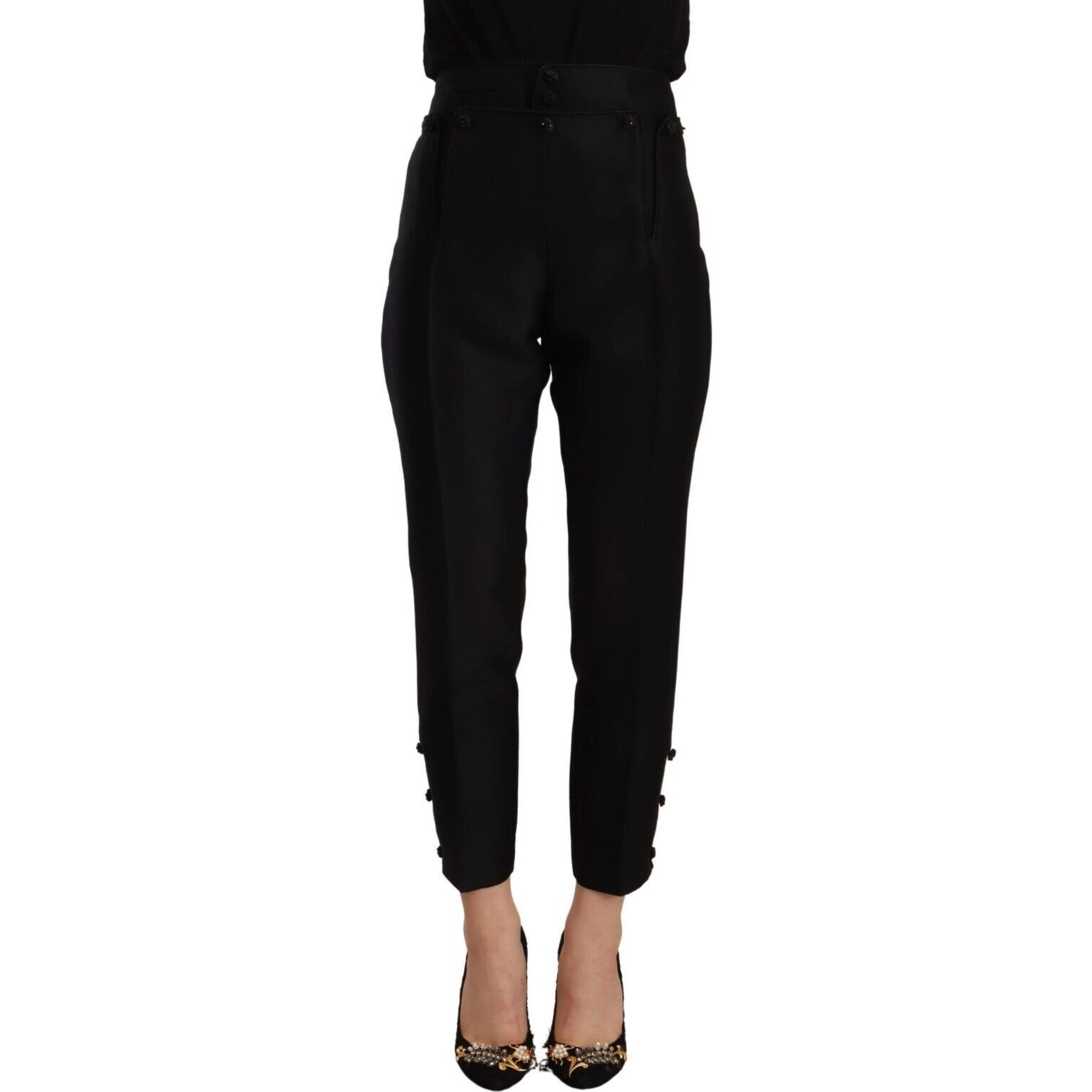 Black Wool High Waist Skinny Women Pants