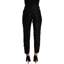 Black Wool High Waist Skinny Women Pants