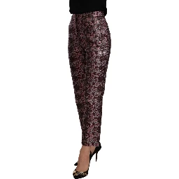 Multicolor Floral Jacquard Flared Cropped Pants