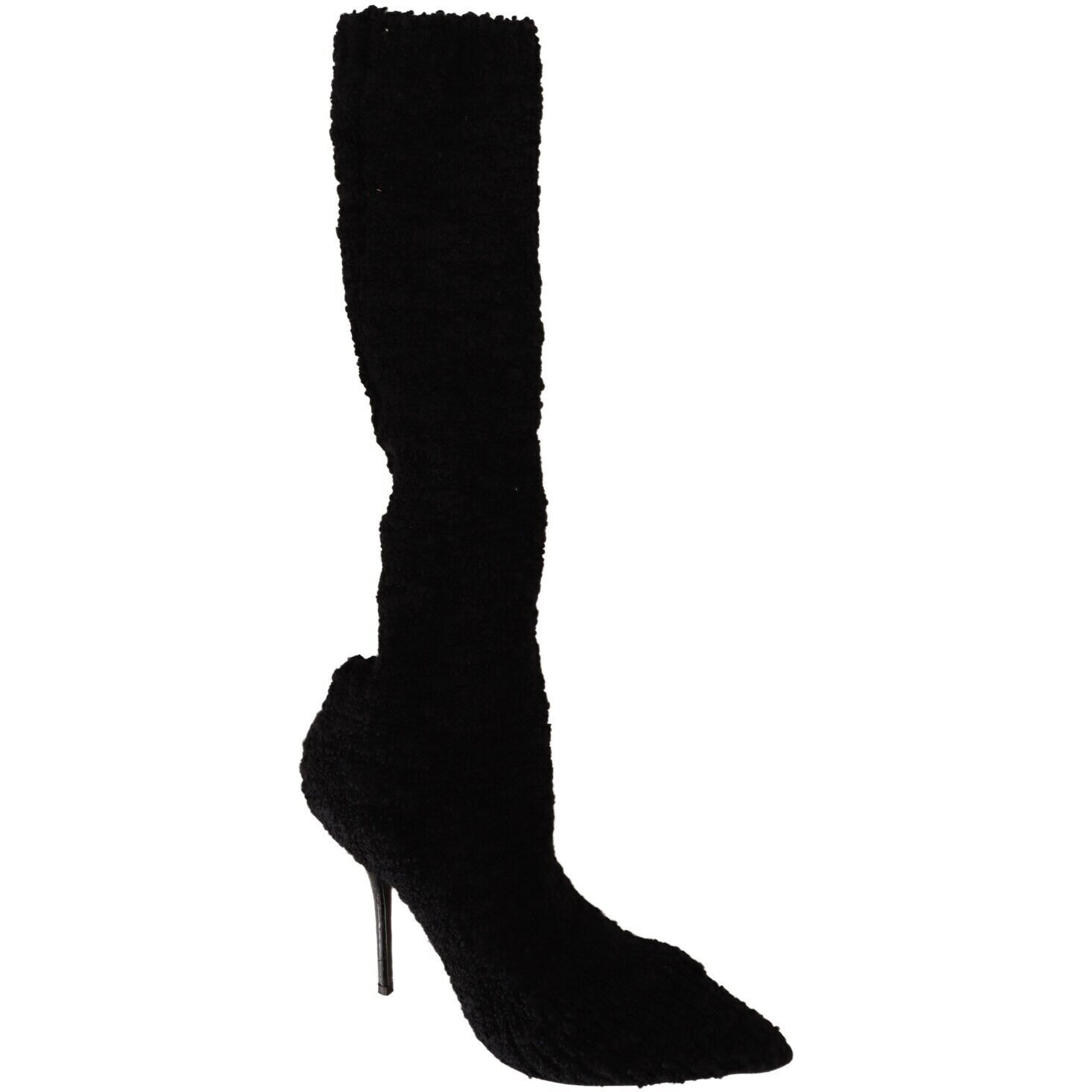 Black Stretch Socks Knee High Booties Shoes