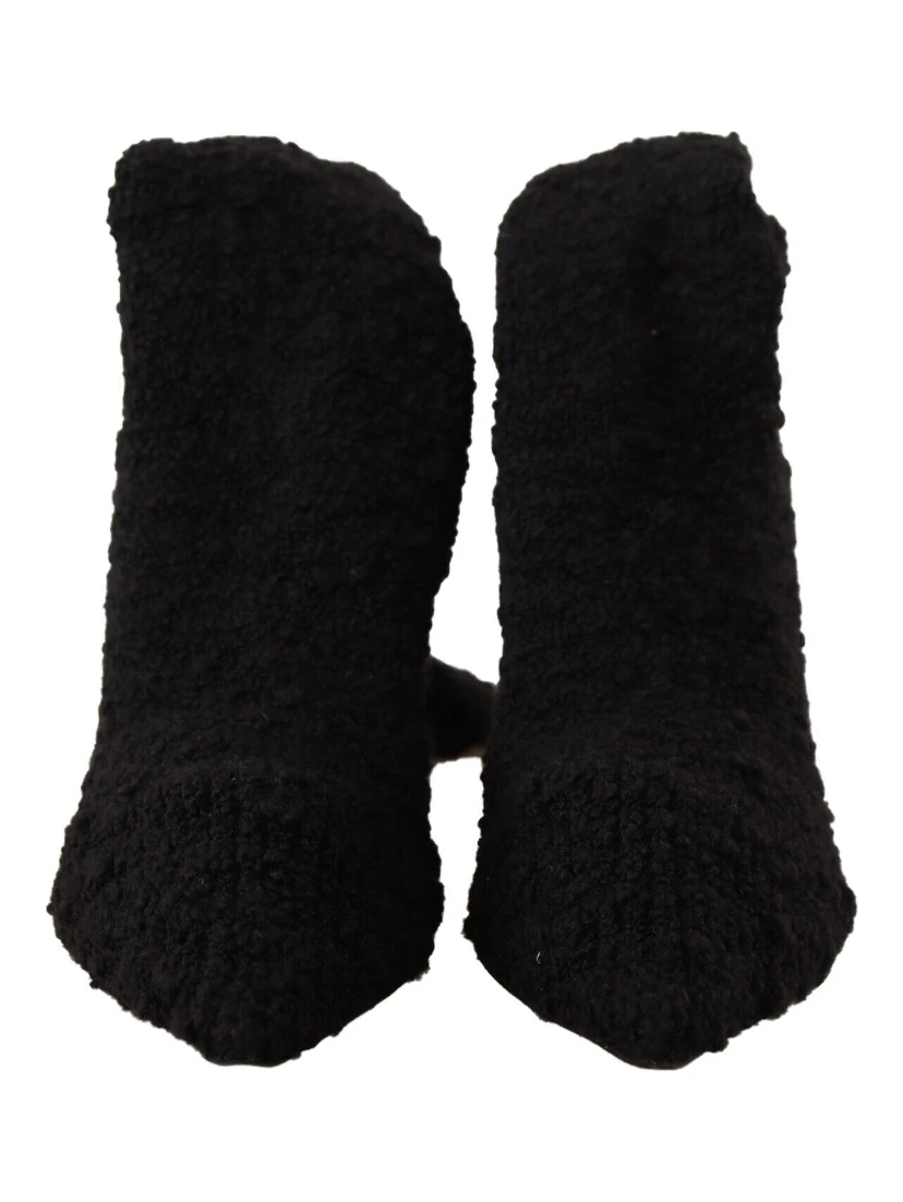 Black Stretch Socks Knee High Booties Shoes