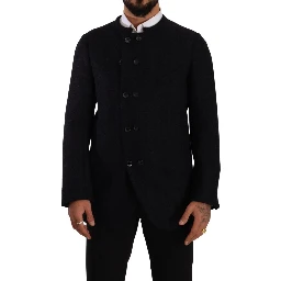 Gray Alpaca Button Down Men Coat Jacket