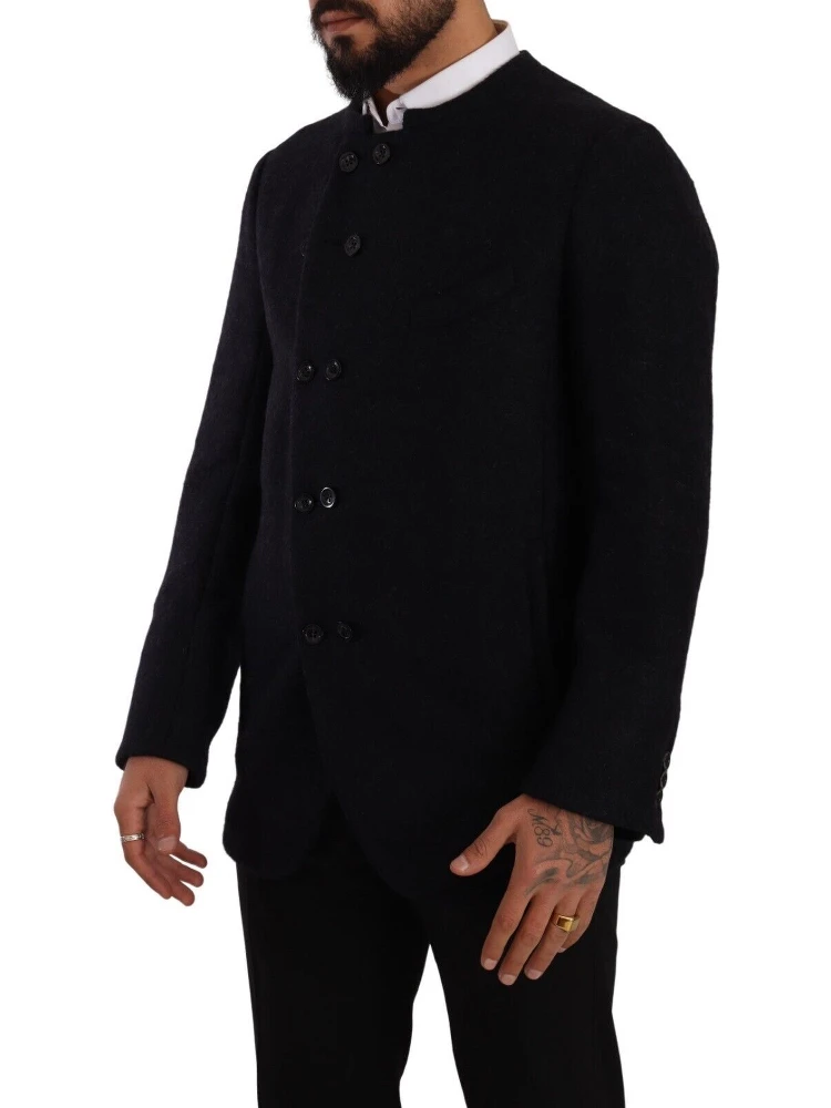 Gray Alpaca Button Down Men Coat Jacket alternative