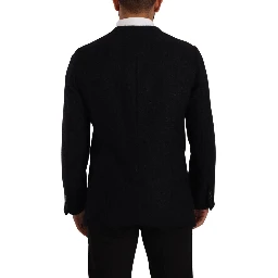 Gray Alpaca Button Down Men Coat Jacket