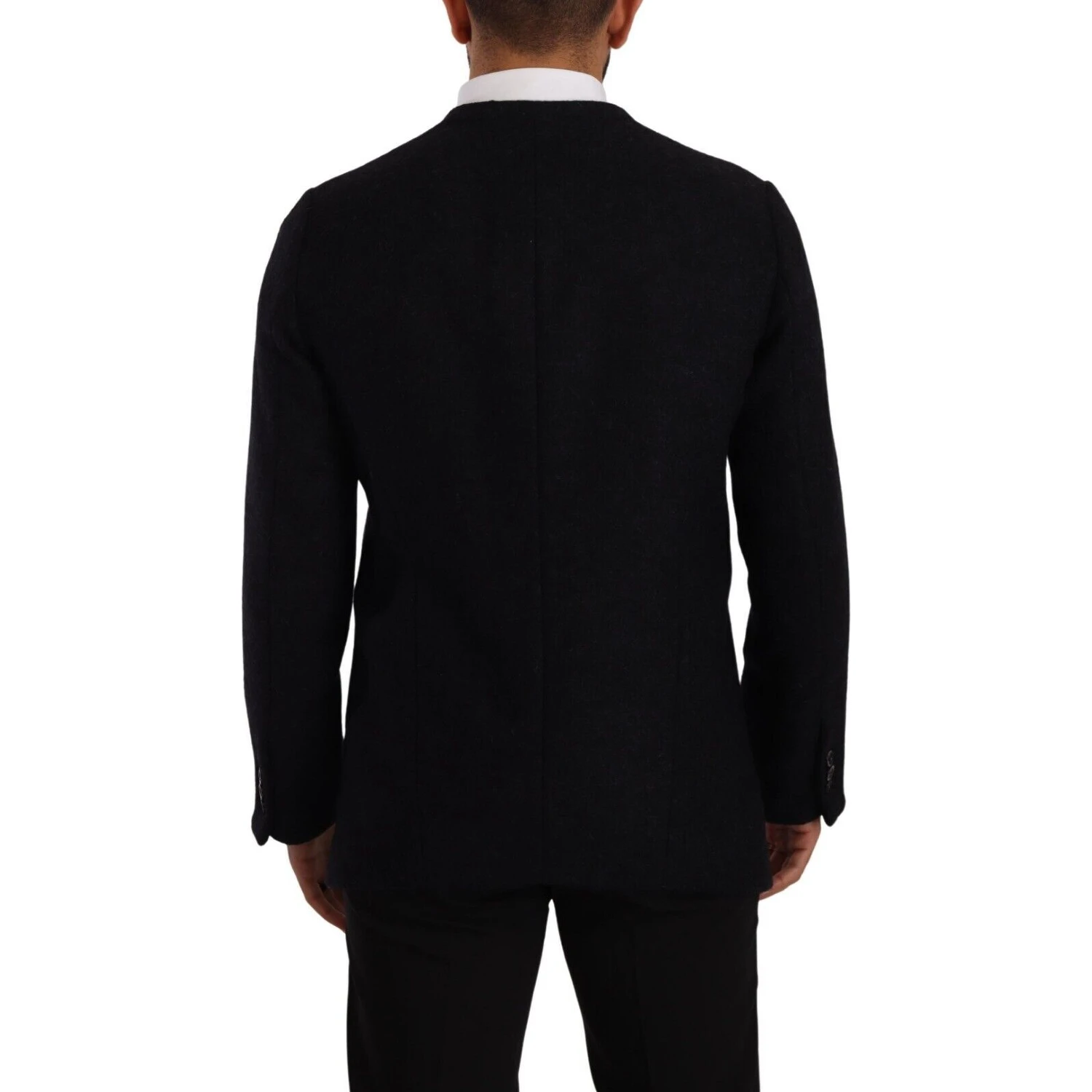 Gray Alpaca Button Down Men Coat Jacket