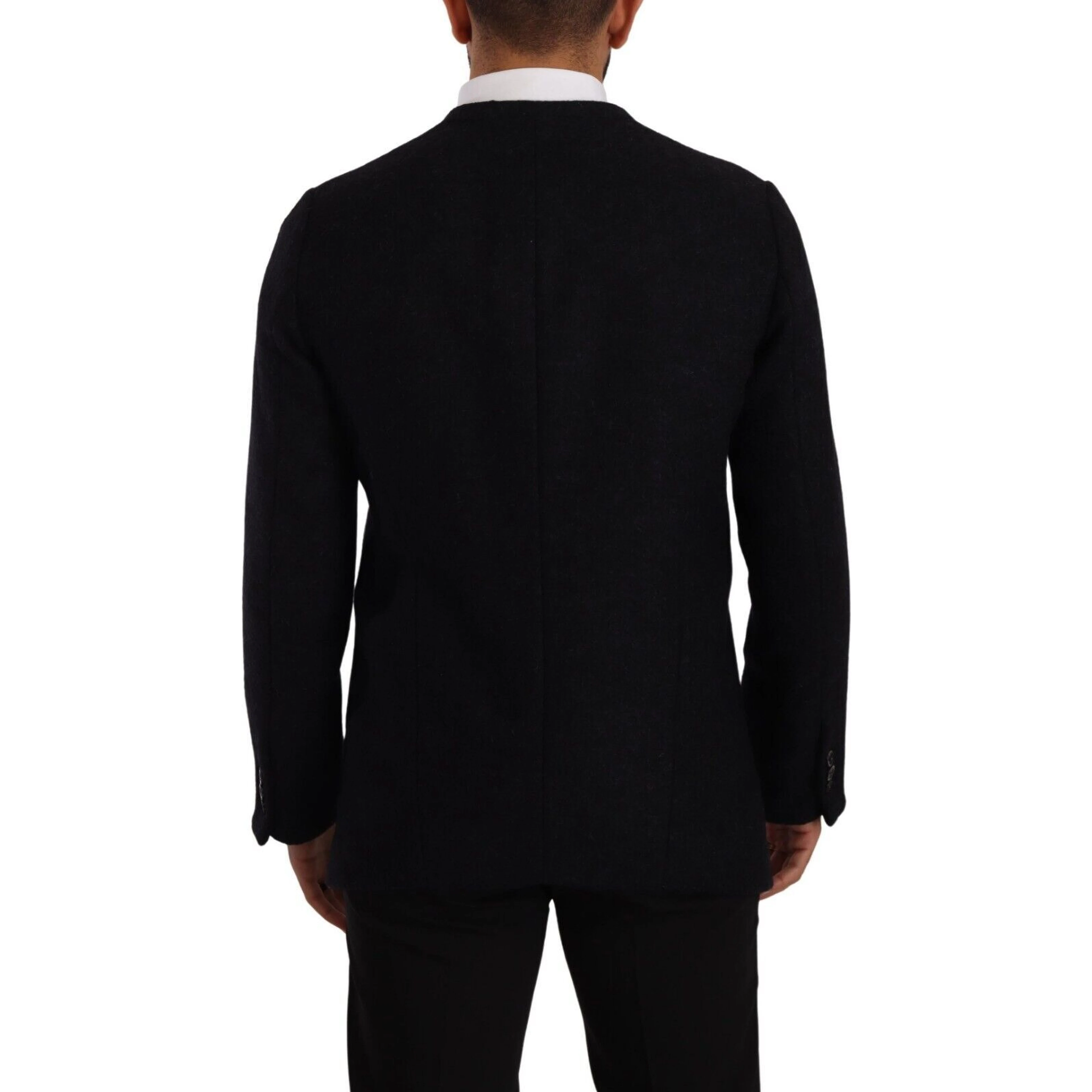 Gray Alpaca Button Down Men Coat Jacket