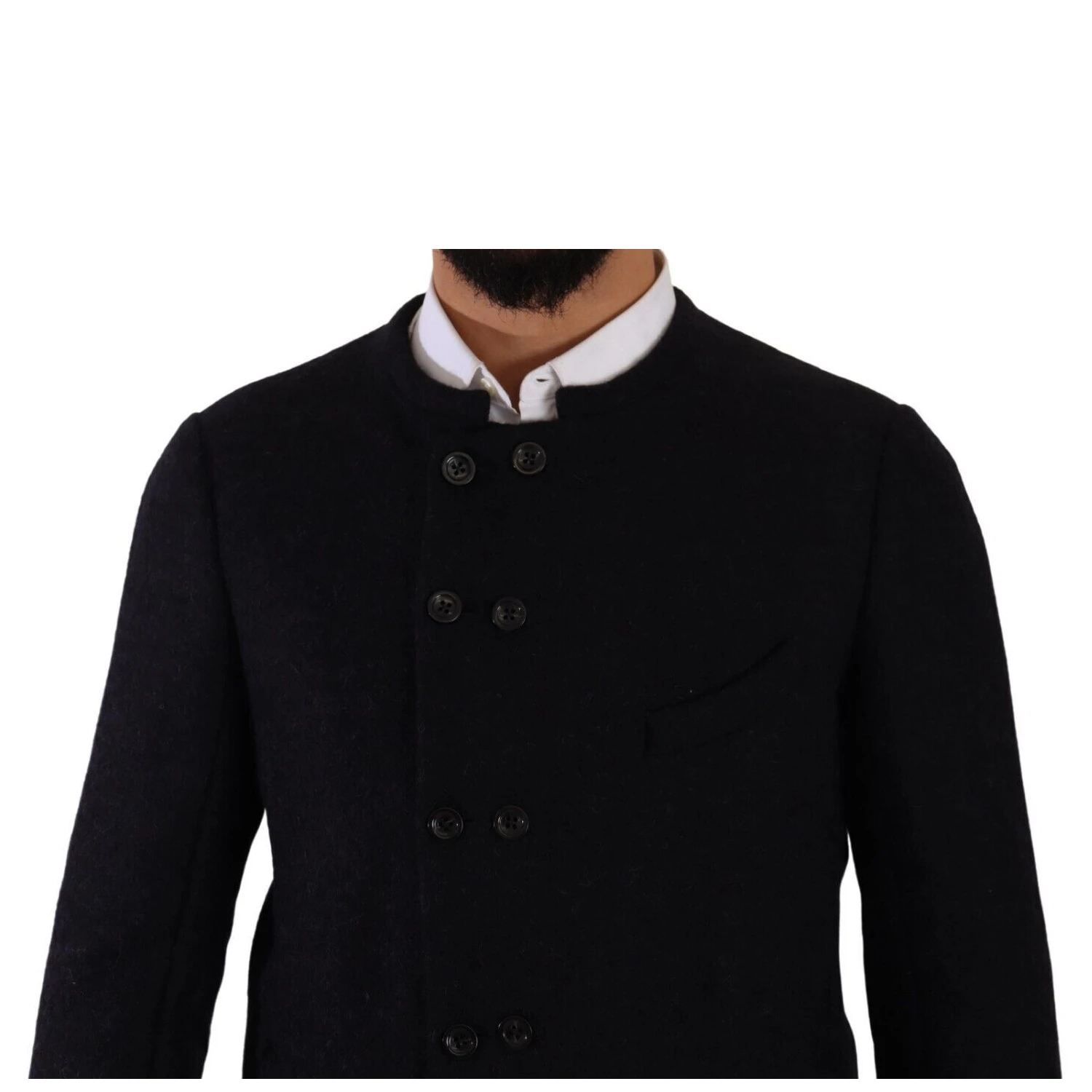Gray Alpaca Button Down Men Coat Jacket