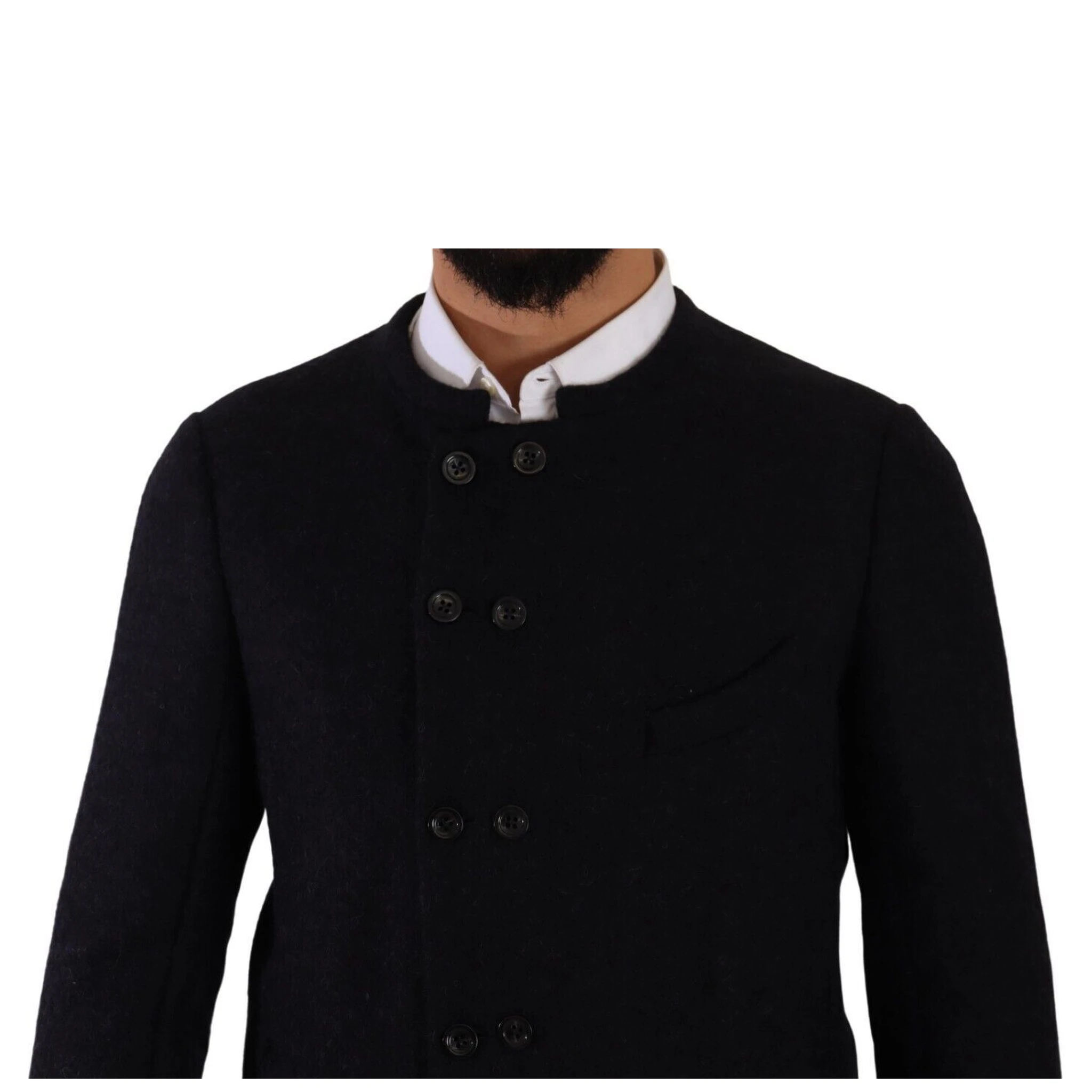 Gray Alpaca Button Down Men Coat Jacket