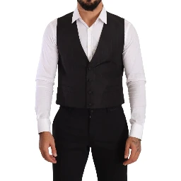 Gray Silk Slim Fit Waistcoat Formal Vest