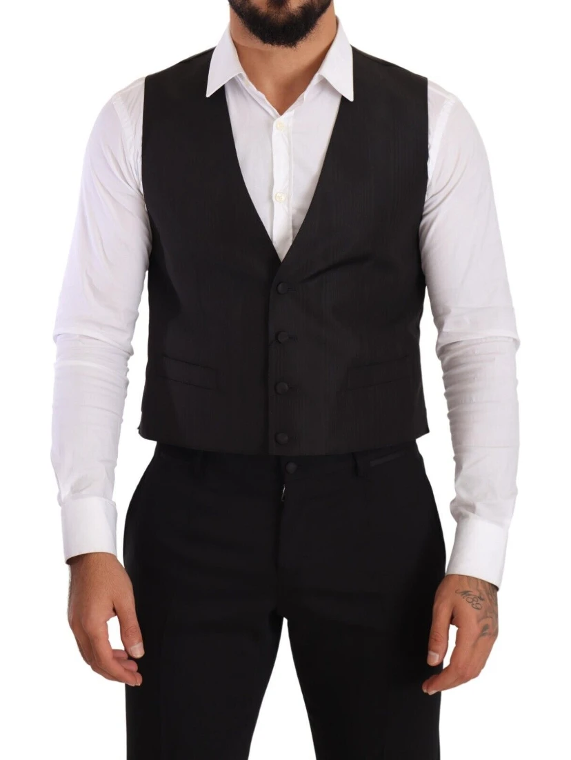 Gray Silk Slim Fit Waistcoat Formal Vest