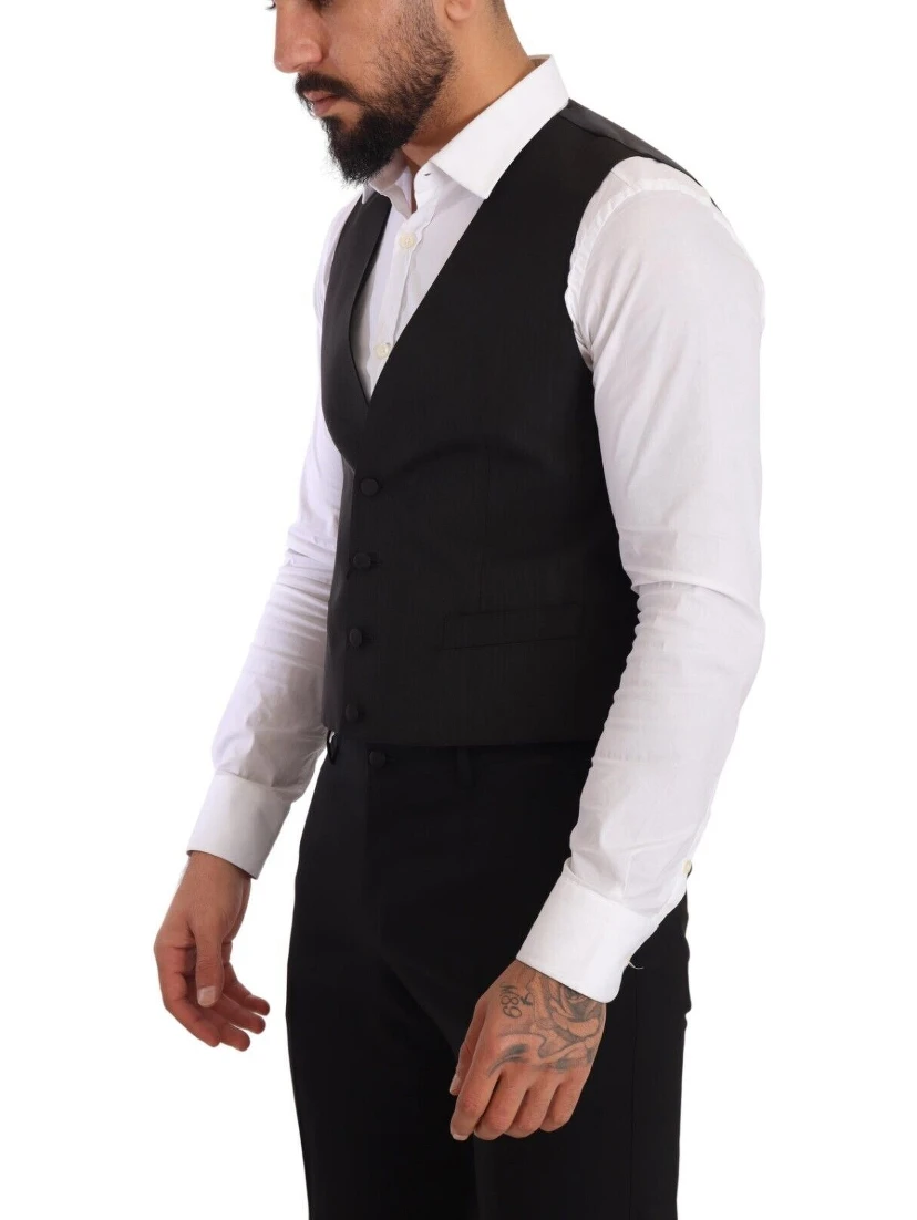 Gray Silk Slim Fit Waistcoat Formal Vest