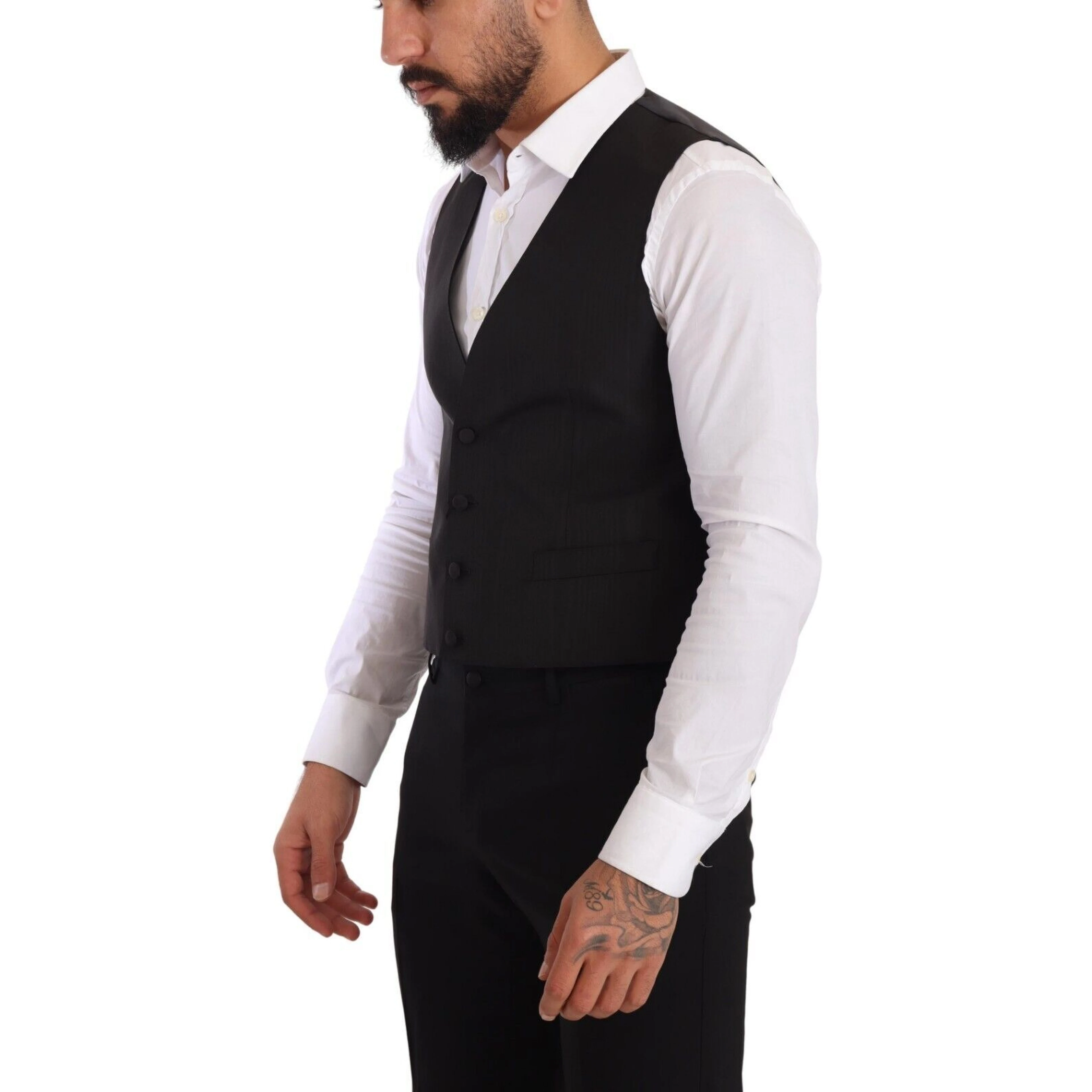 Gray Silk Slim Fit Waistcoat Formal Vest
