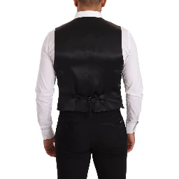 Gray Silk Slim Fit Waistcoat Formal Vest