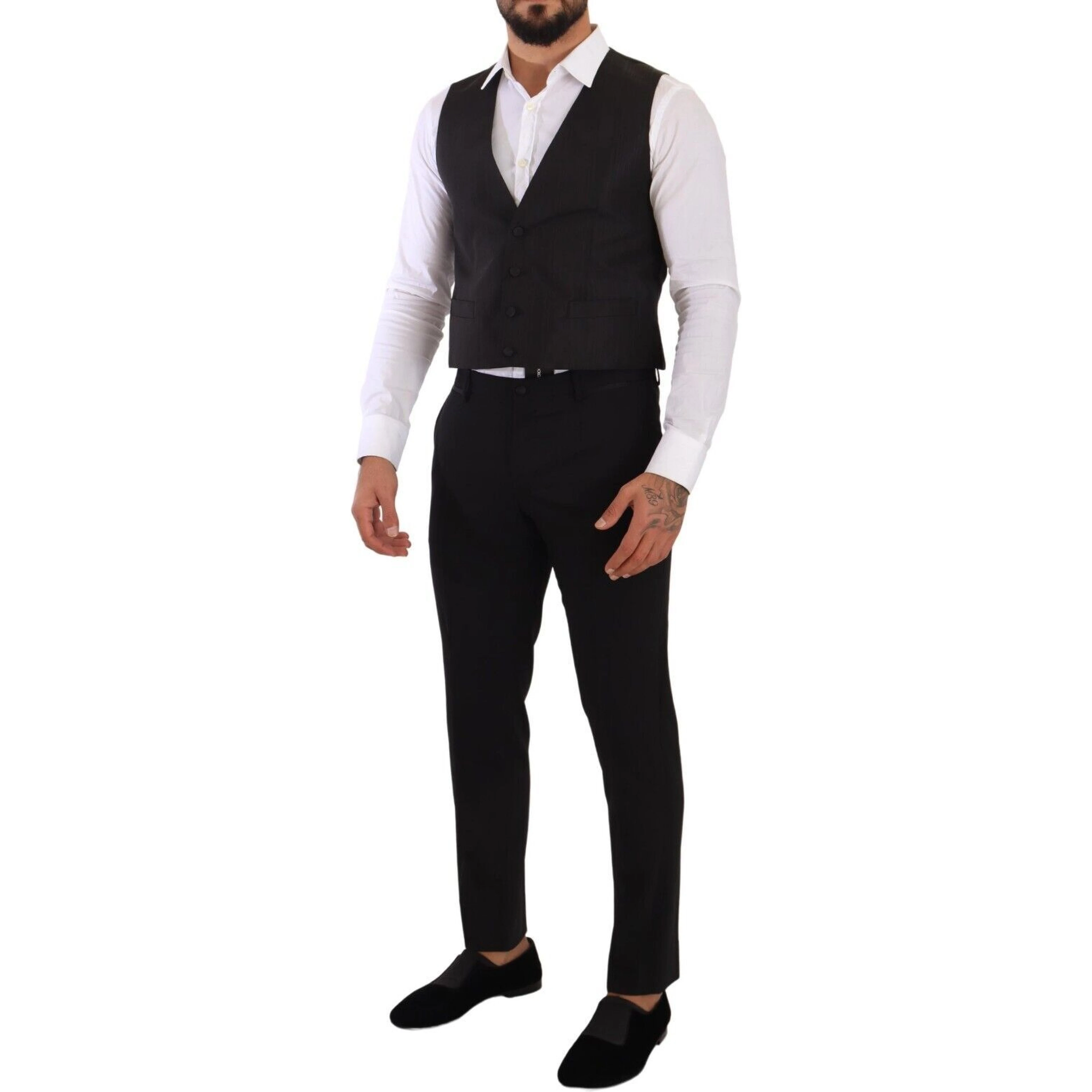 Gray Silk Slim Fit Waistcoat Formal Vest