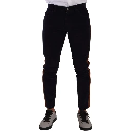 Blue Cotton Stretch Skinny Corduroy Jeans