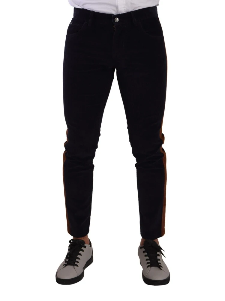 Blue Cotton Stretch Skinny Corduroy Jeans