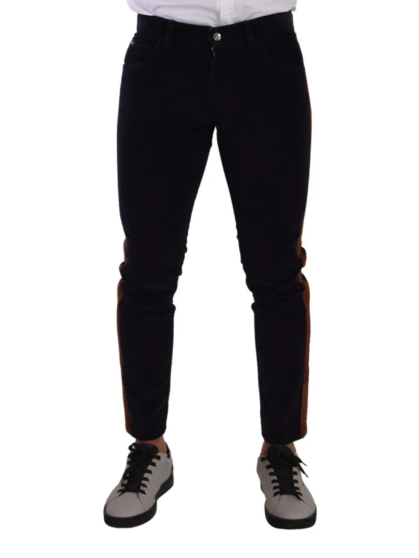 Blue Cotton Stretch Skinny Corduroy Jeans