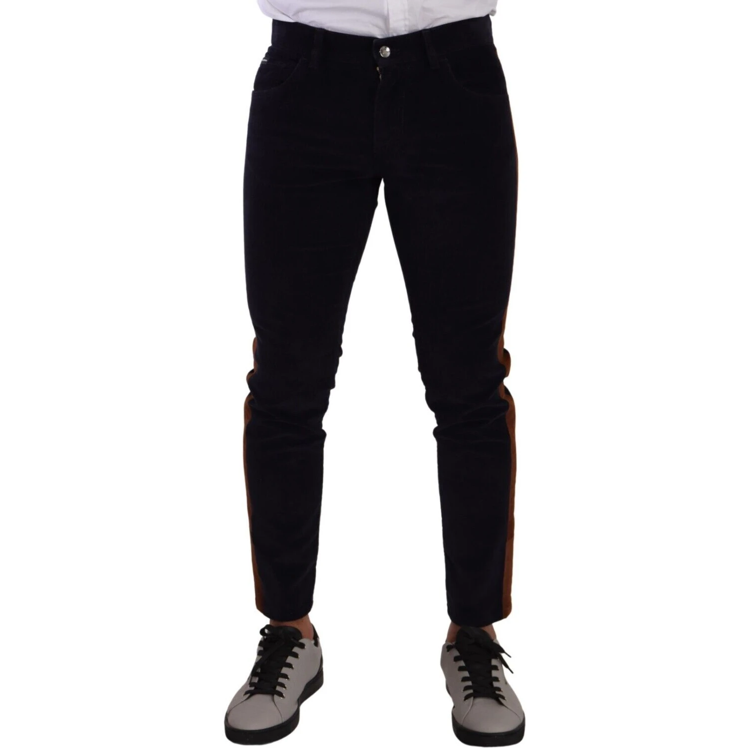 Blue Cotton Stretch Skinny Corduroy Jeans