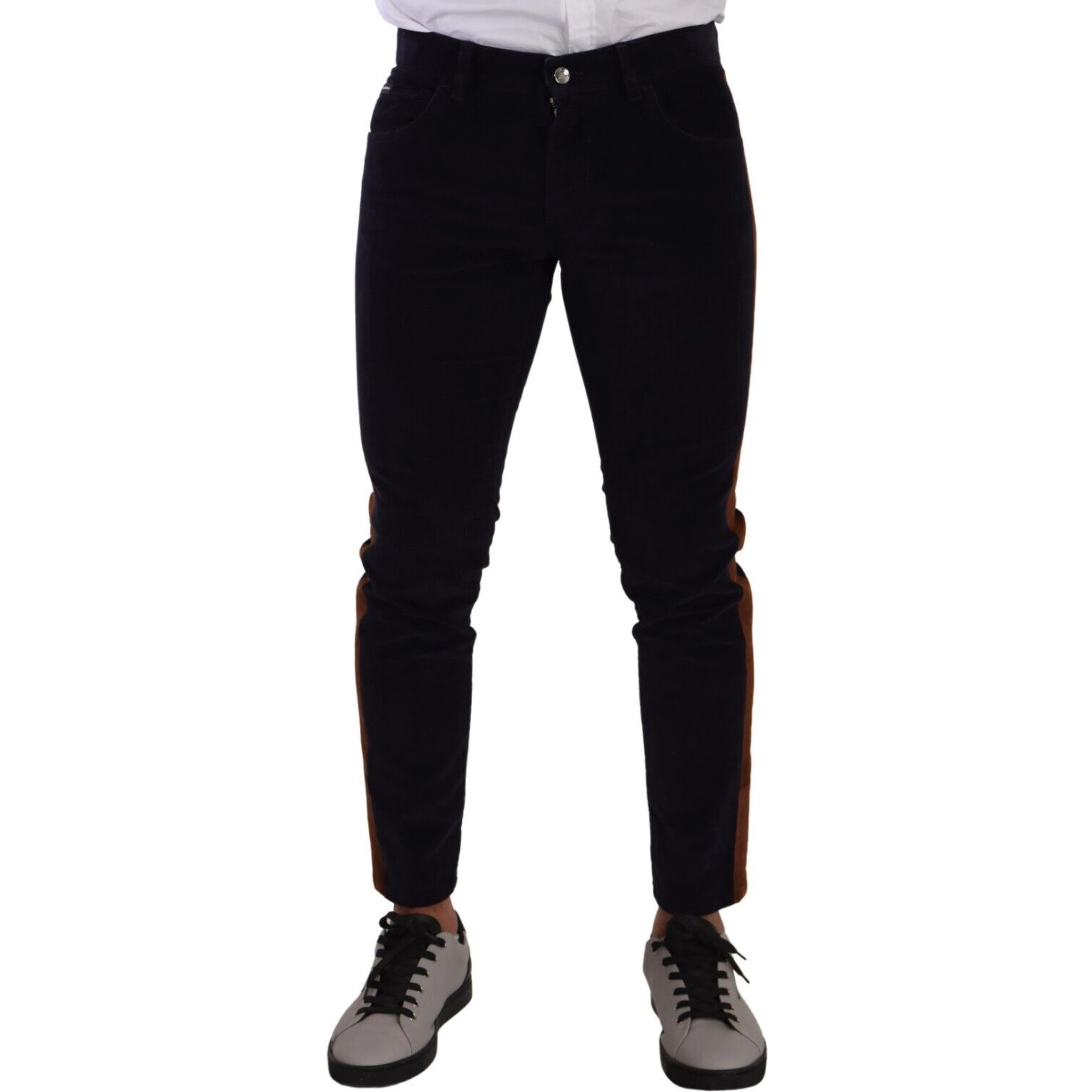 Blue Cotton Stretch Skinny Corduroy Jeans