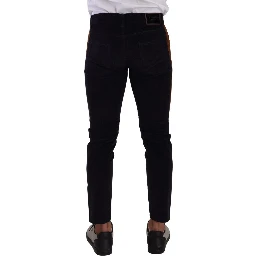 Blue Cotton Stretch Skinny Corduroy Jeans