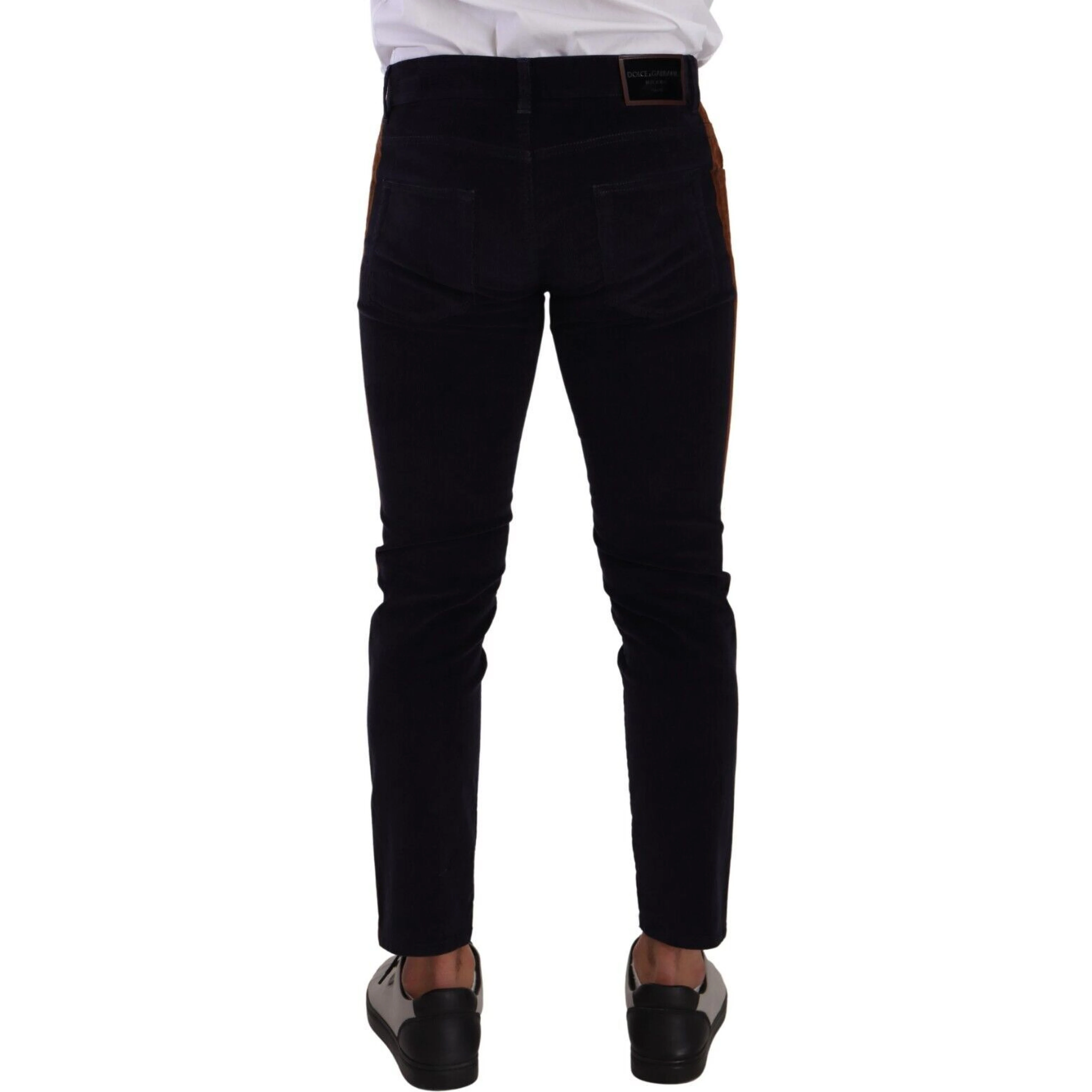Blue Cotton Stretch Skinny Corduroy Jeans