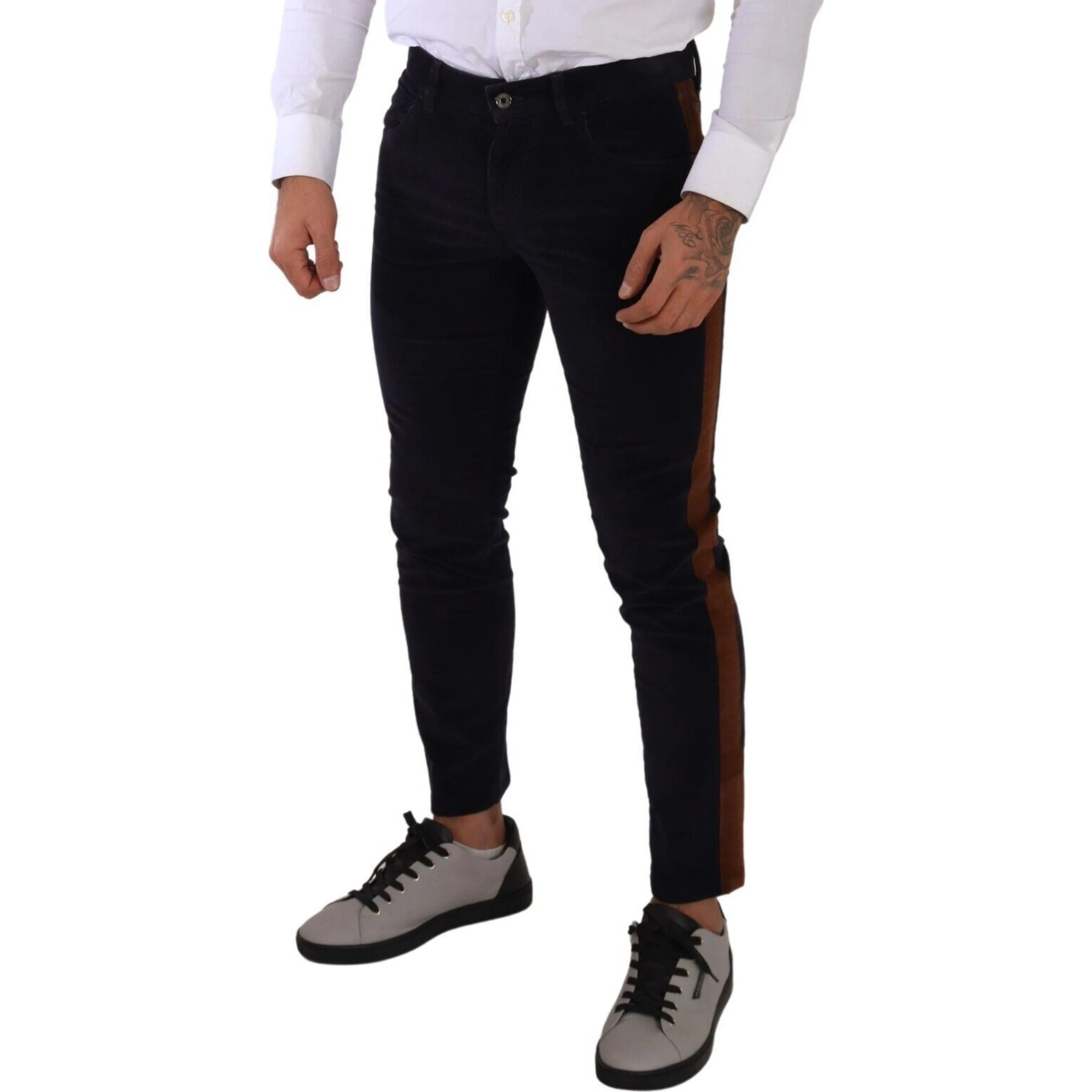 Blue Cotton Stretch Skinny Corduroy Jeans