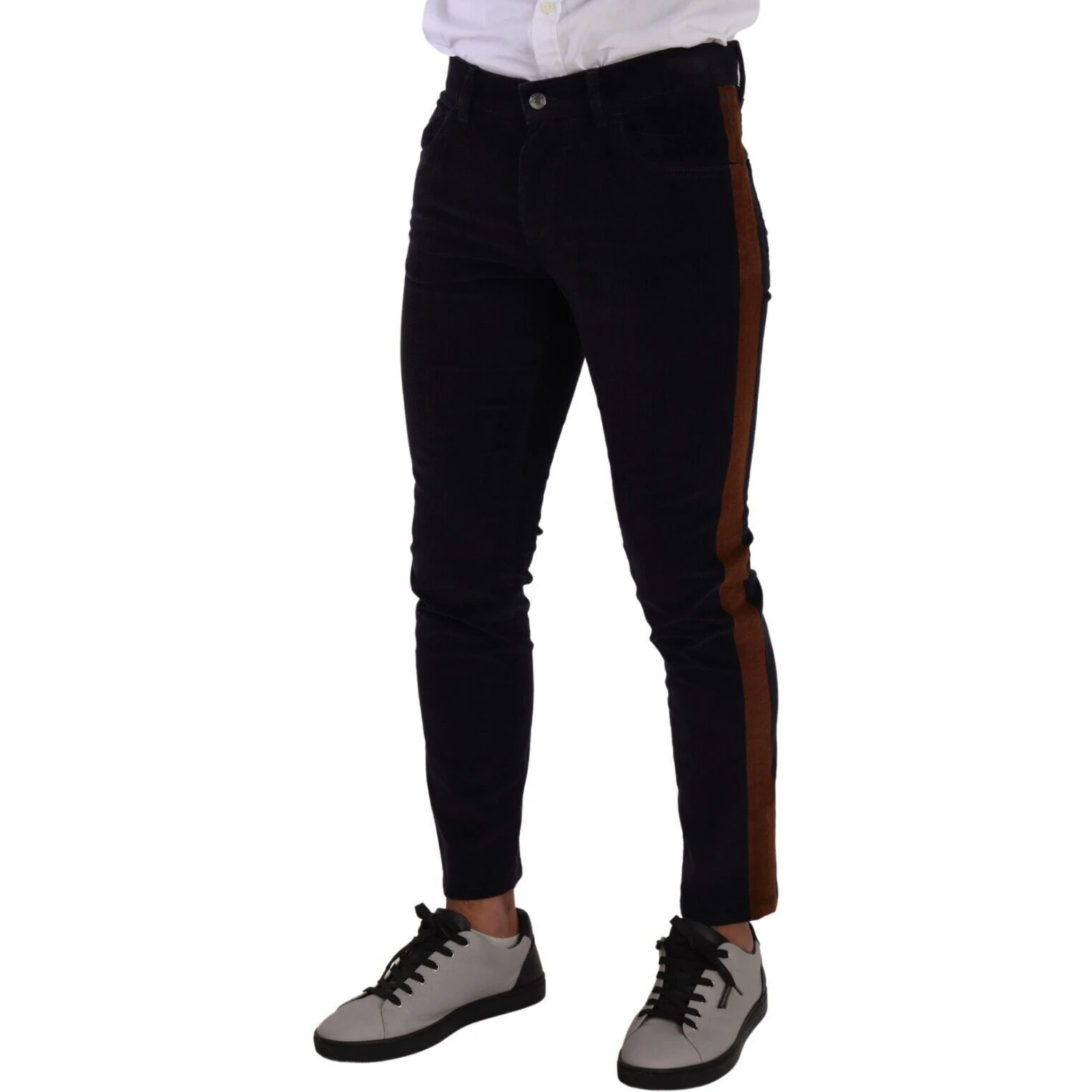 Blue Cotton Stretch Skinny Corduroy Jeans