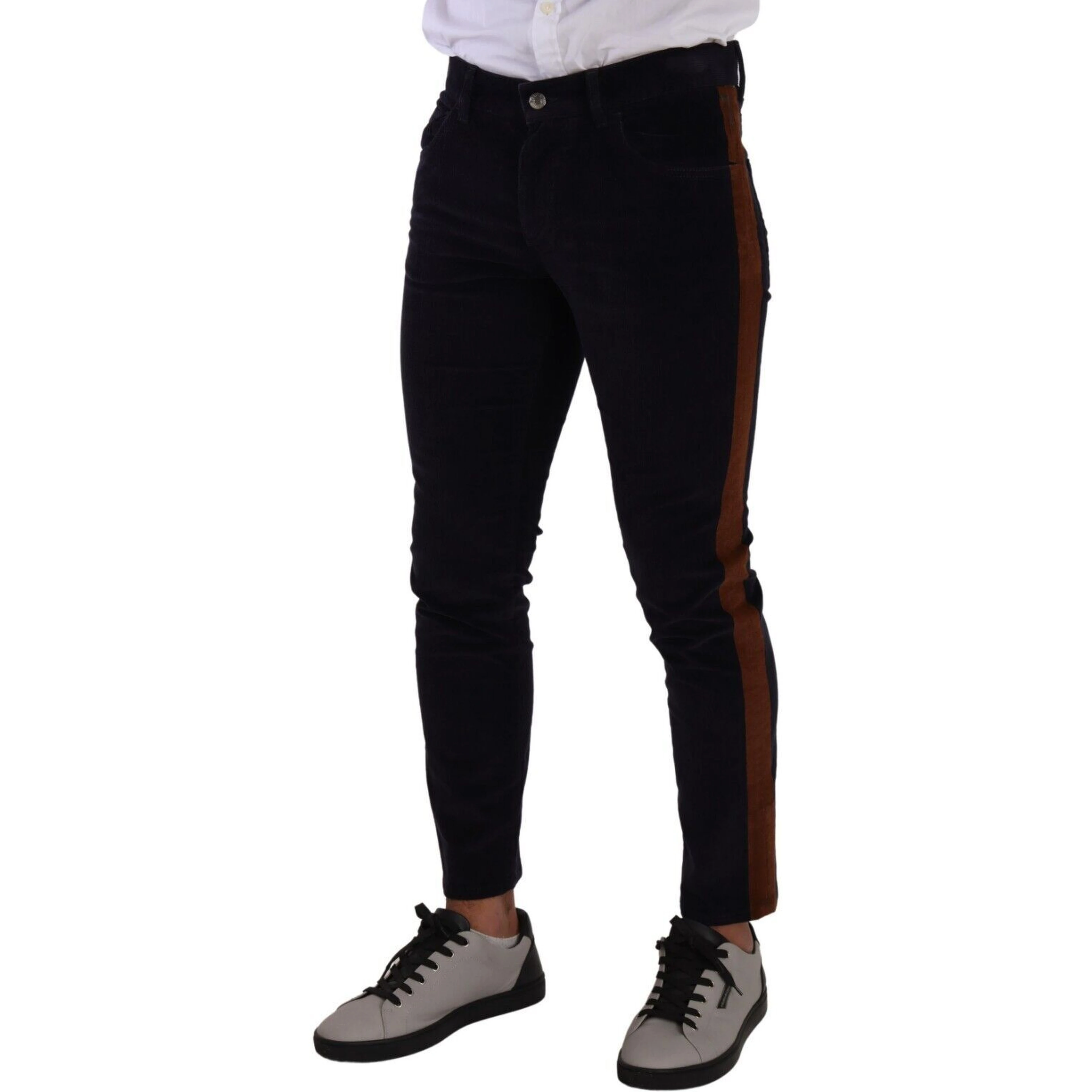 Blue Cotton Stretch Skinny Corduroy Jeans