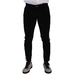 Black Cotton Stretch Skinny Corduroy Jeans
