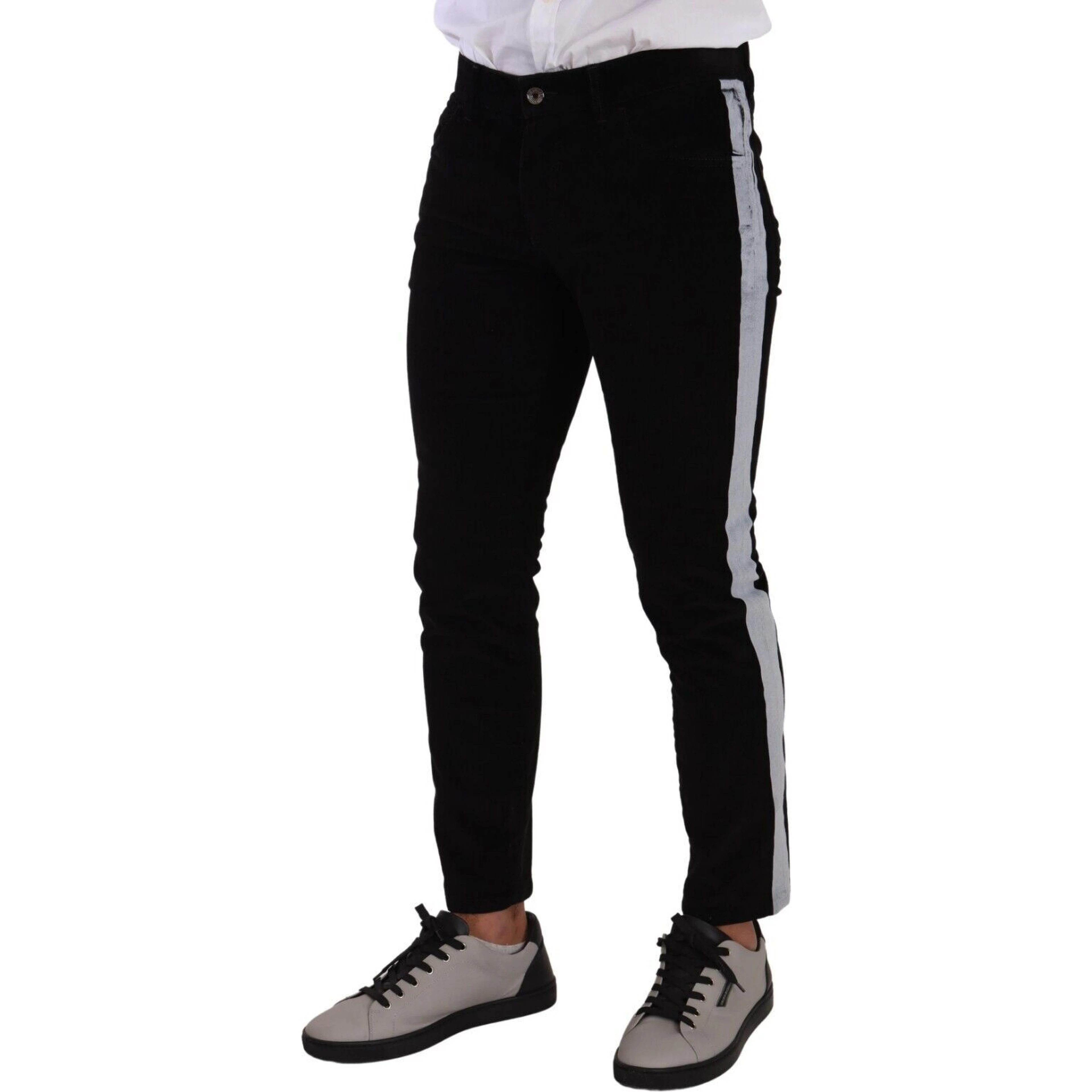 Black Cotton Stretch Skinny Corduroy Jeans