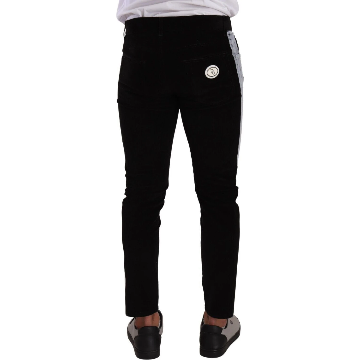 Black Cotton Stretch Skinny Corduroy Jeans