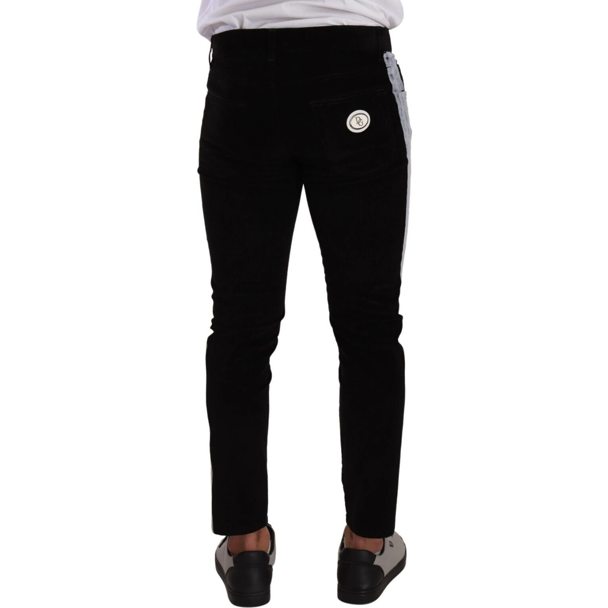 Black Cotton Stretch Skinny Corduroy Jeans