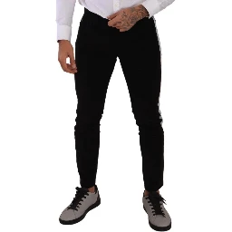 Black Cotton Stretch Skinny Corduroy Jeans