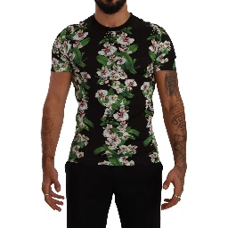 Black Floral Print Crewneck T-shirt