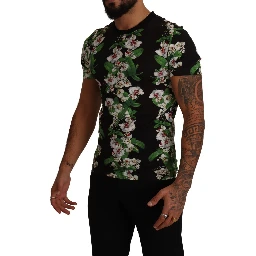 Black Floral Print Crewneck T-shirt